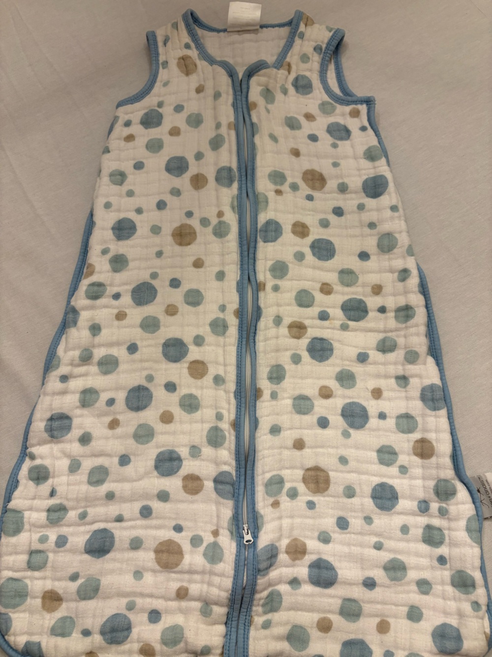 aden + anais Blue and Tan Polka Dot Sleep Sack